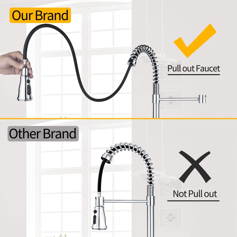 SOKA Kitchen Sink Faucet Single Handle with Pull Down Sprayer 3 Working Mode Stream, Spray & Pause Fit for 1 or 3 Hole - Image 4